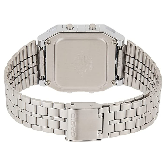 Casio Men's LCD Dial Gray Stainless Steel Band Digital Quartz Watch - A500WA-7DF