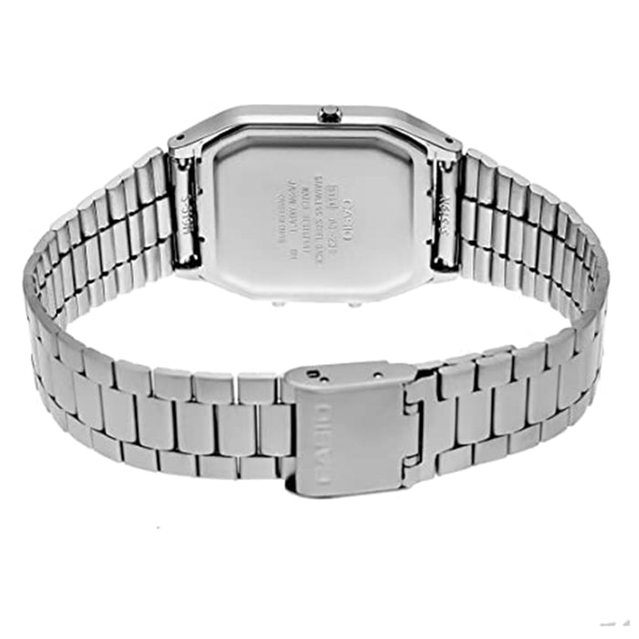 Casio Men's Black Dial Silver Stainless Steel Band Quartz Watch - AQ-230A-1DMQ