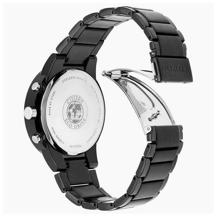 Citizen Men's Black Dial Ion Plated Band Stainless Steel Japanese Quartz Watch - AT2245-57E