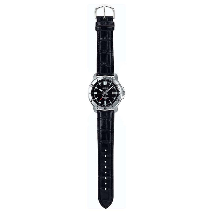 Casio Men's Black Dial Leather Band Japanese Quartz Watch - MTP-VD01L-1EVUDF
