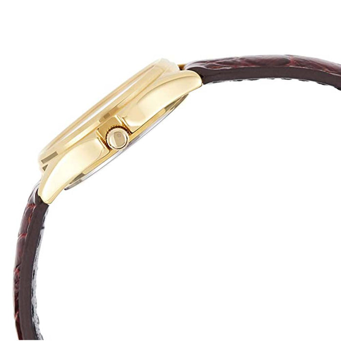 Casio Unisex White Dial Brown Leather Band Japanese Quartz Watch - MTP-1183Q-7ADF