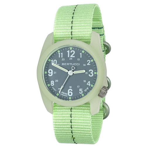 Bertucci DX3 Unisex Black Dial Nylon Band Glow with Vintage Poly-Resin Japanese Quartz Watch