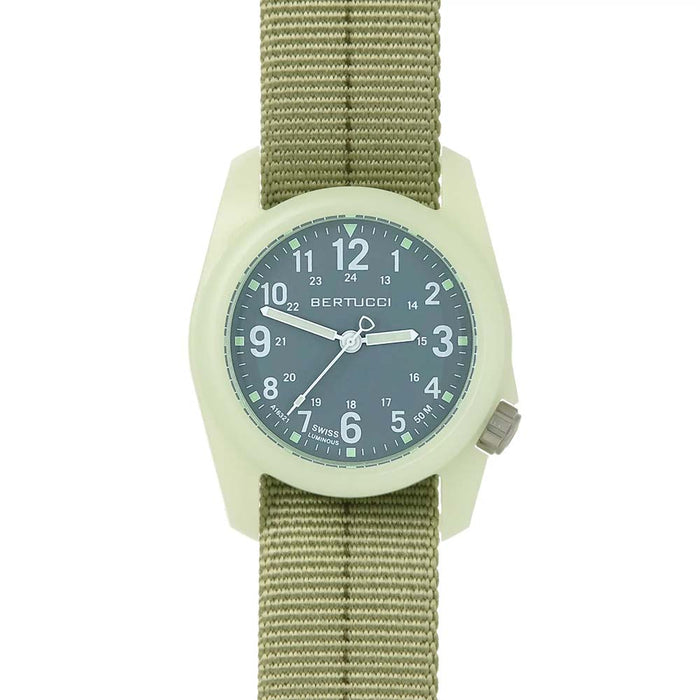 Bertucci DX3 Unisex Vintage Drab Dial Patrol Green Nylon Band Japanese Quartz Watch