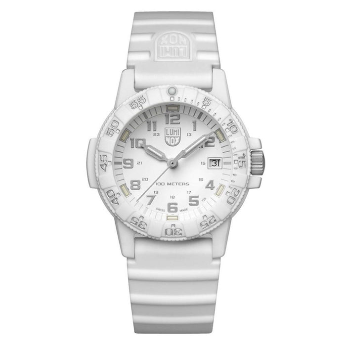 Luminox Men's Leatherback Sea Turtle 0300 Series White Silicone Strap White Analog Dial Quartz Watch - XS.0307.WO